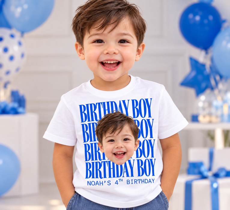 Personalized Birthday Boy & Girl T-Shirt – Custom Photo, Name & Age