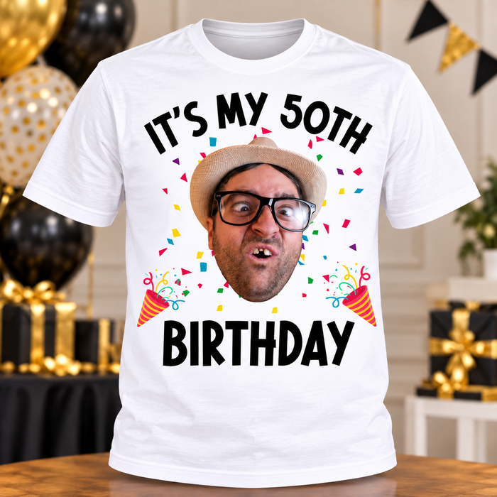 Personalized 50th Birthday T-Shirt – Custom Photo & Birthday Design