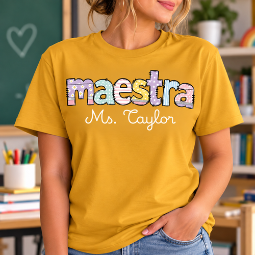 Maestra Ms. Taylor Teacher T-Shirt | Colorful Teacher Graphic Tee