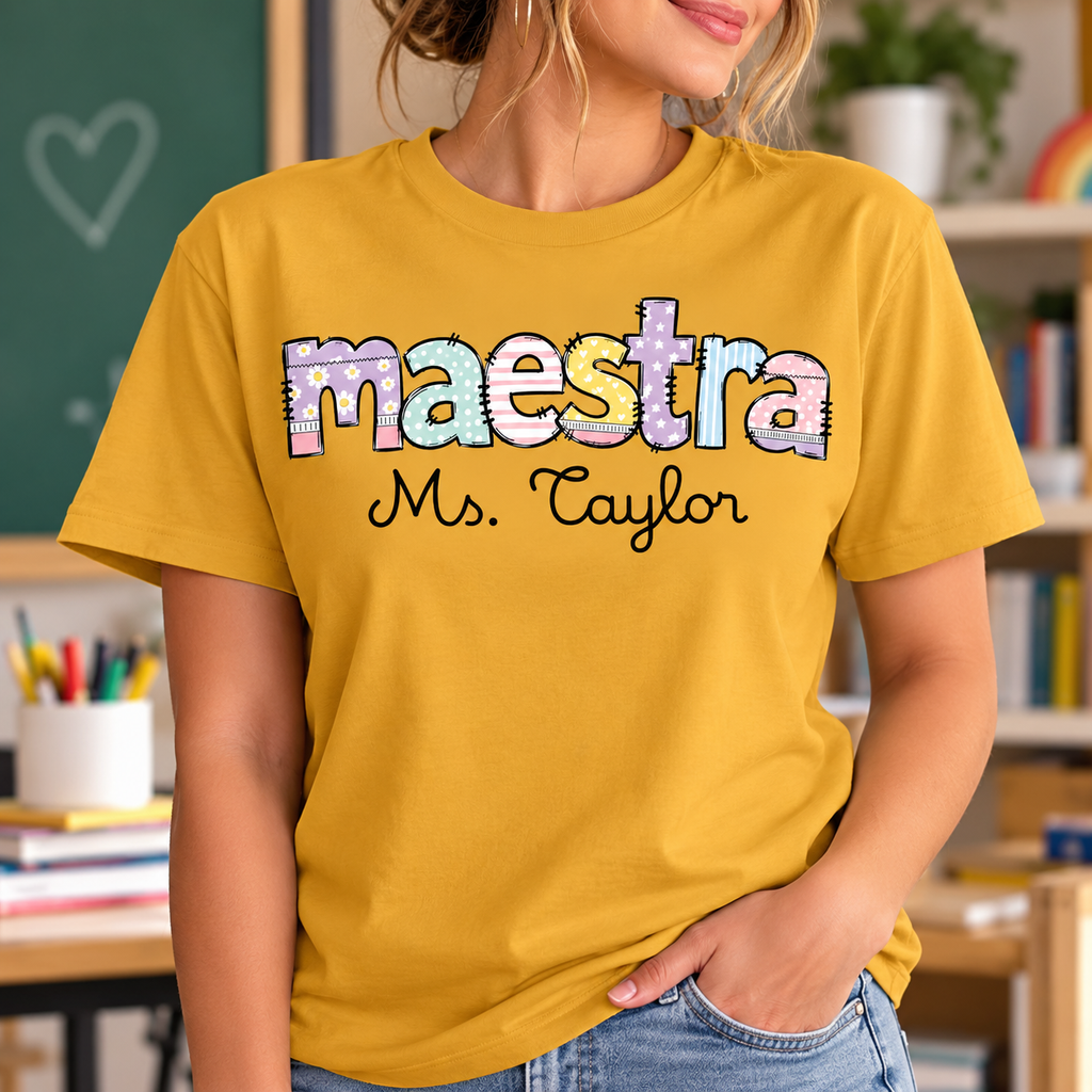 Maestra Ms. Taylor Teacher T-Shirt | Colorful Teacher Graphic Tee