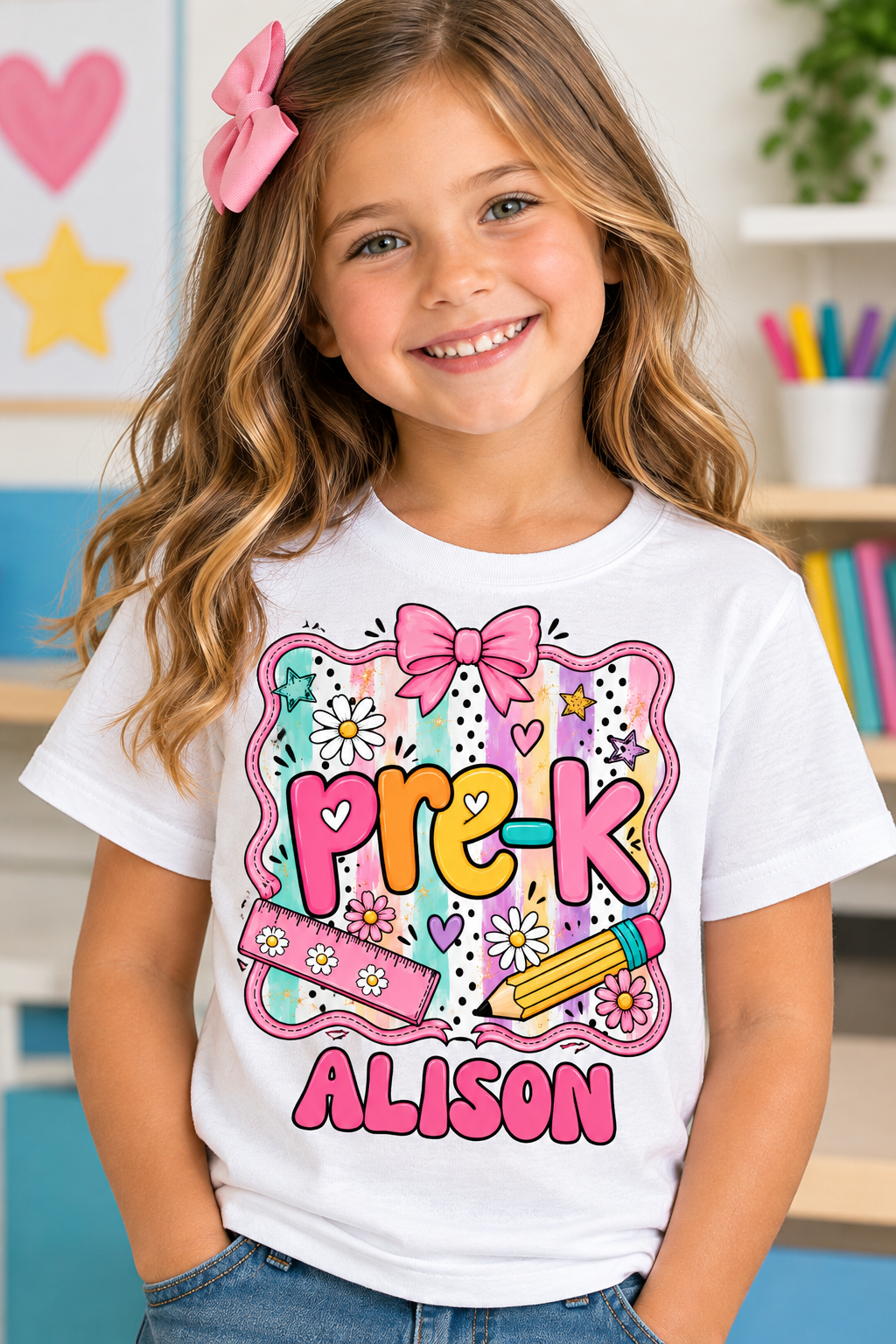 Pre-K Girl Shirt Mockup – Personalized Preschool Teacher & Student Design